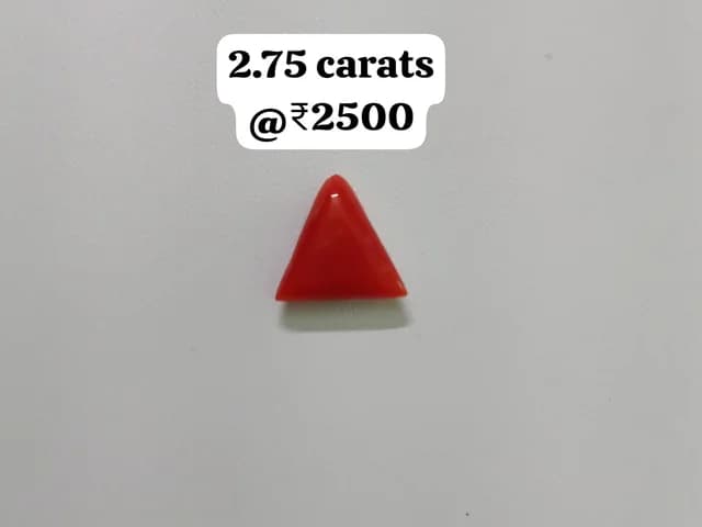 Sacred Triangular Coral — vibrant scarlet triangular cabochon